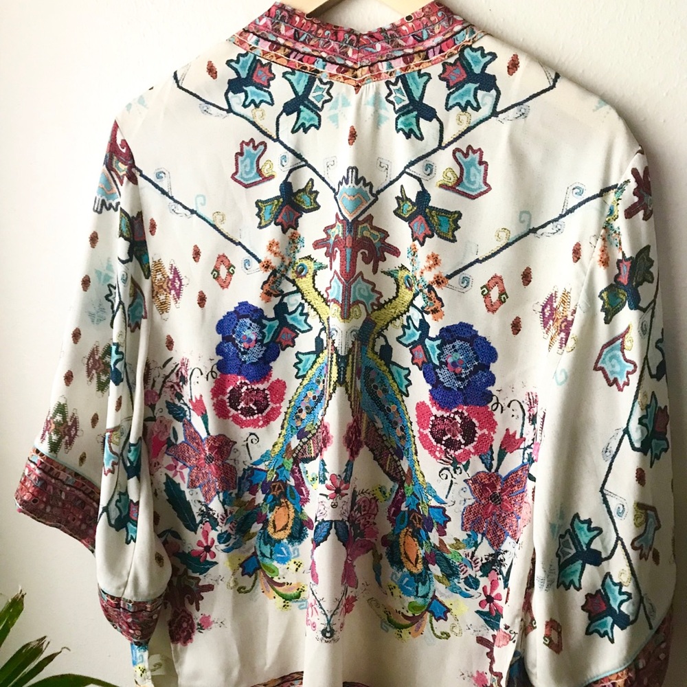 ZARA Pink Cream Floral Kimono Top Cover Up